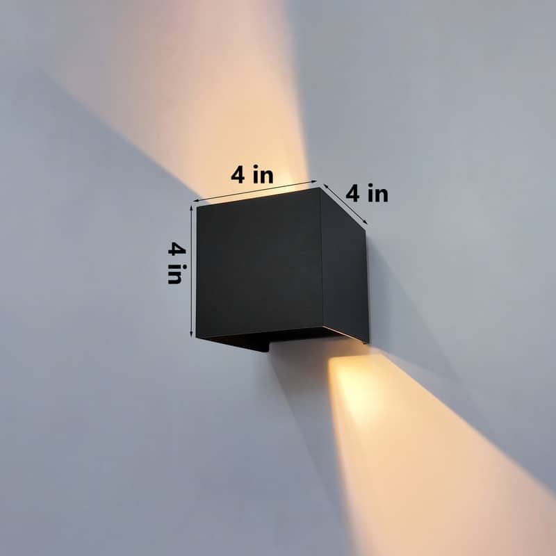 Modern Led Wall Sconces (2-pack), Black Square Up Down Lights, Ip65 Waterproof Aluminum Fixtures For Indoor/outdoor Use