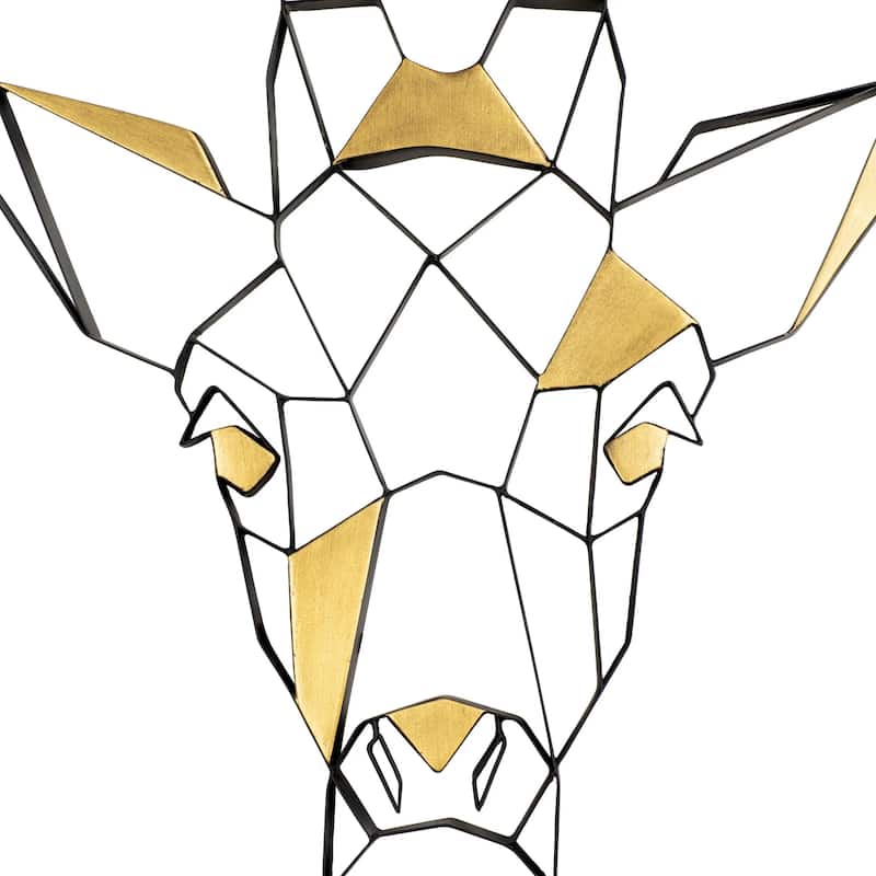 Geometric Animal Kingdom Giraffe Black and Gold Recycled Steel Wall Art