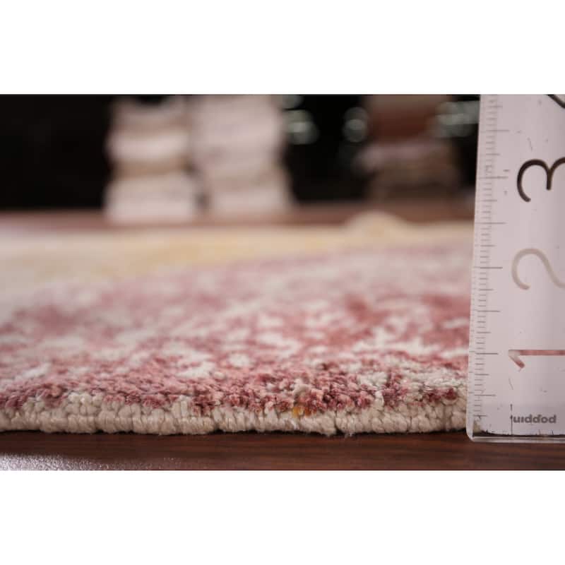 Colorful Abstract Indian Runner Rug Hand-Knotted Wool Carpet - 2'9"x 7'7"
