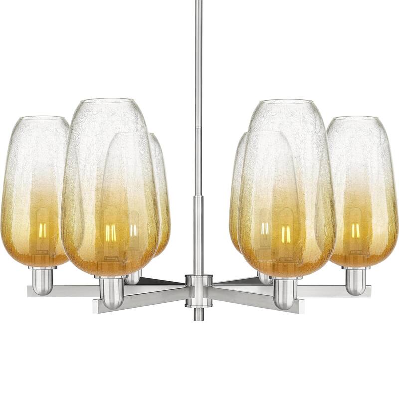 Innovations Lighting 716-6CR-17-24 Brookhaven Flute Chandelier - Satin Nickel / Amber