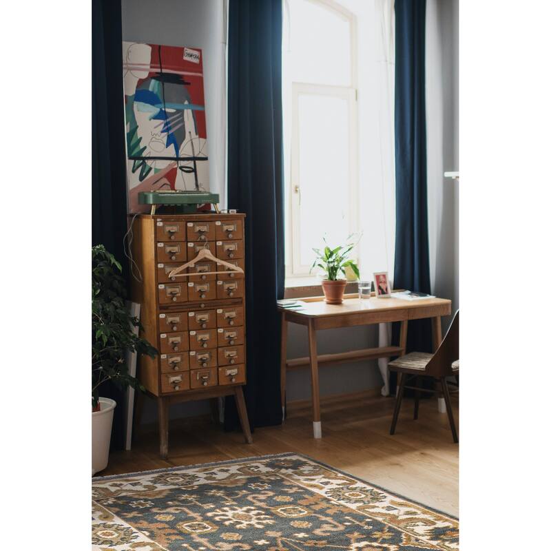 ECARPETGALLERY Hand-knotted Royal Oushak Dark Grey Wool Rug - 3'0 x 5'1