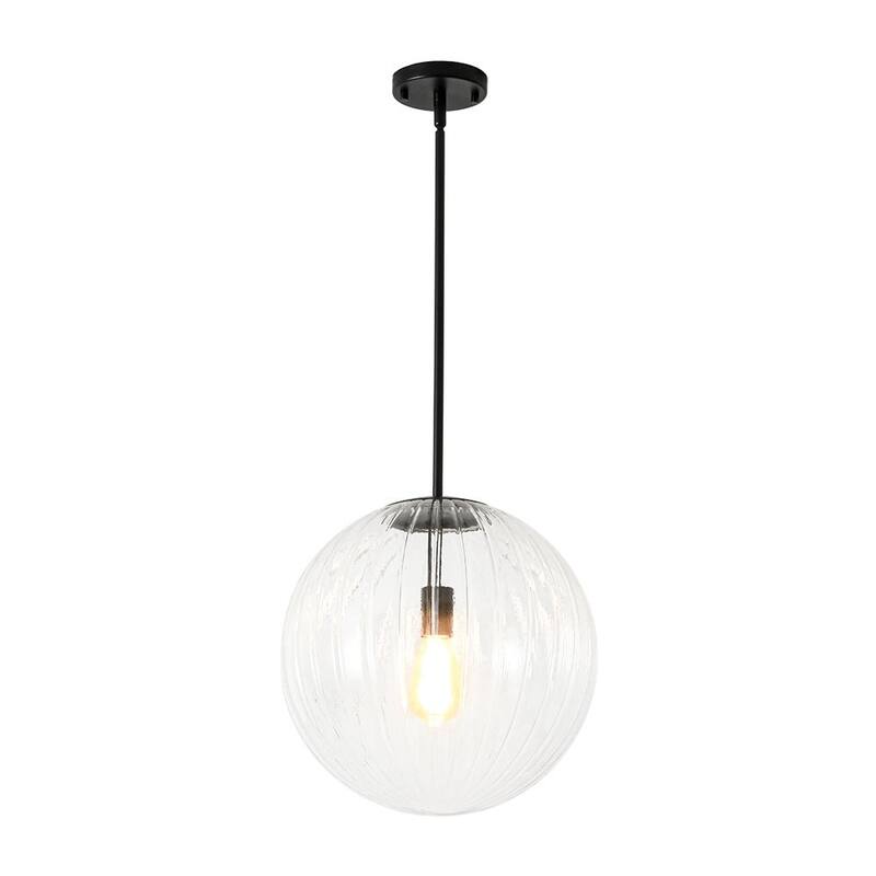 Modern Chic 1-Light Dimmable Striped Glass Sphere Pendant - 15.0 in