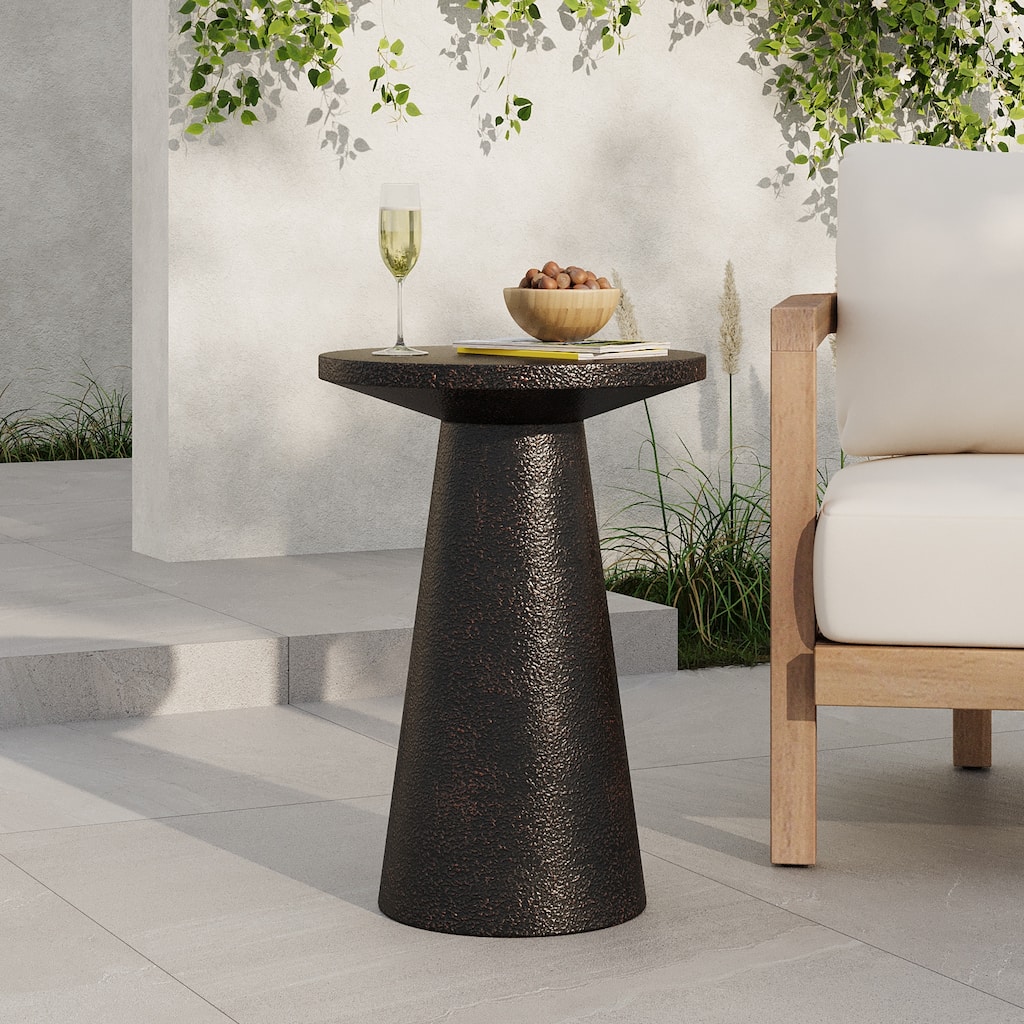 Christopher Knight Home - Terra Modern Outdoor MGO Side Table in Black - 16.22"W x 16.22"D x 23"H