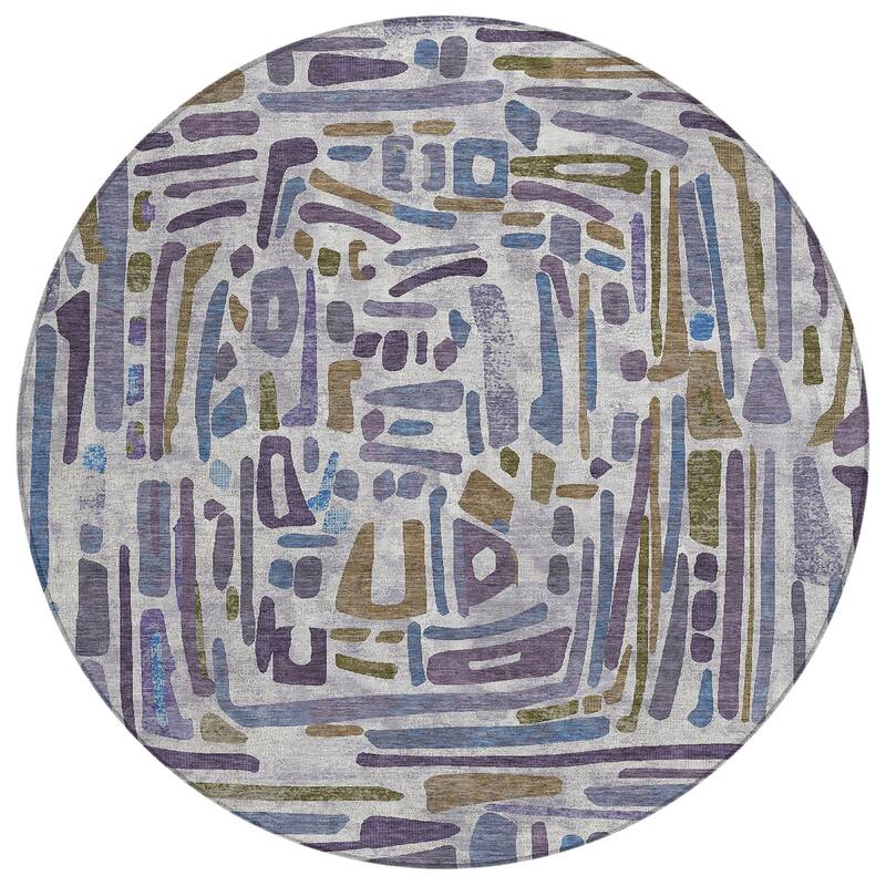 Machine Washable Indoor/ Outdoor Global Geo Chantille Rug