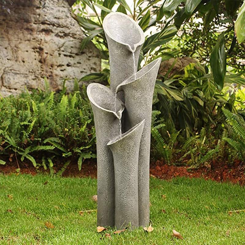 4-tier Faux Stone Bell Cascading Water Fountain - N/A