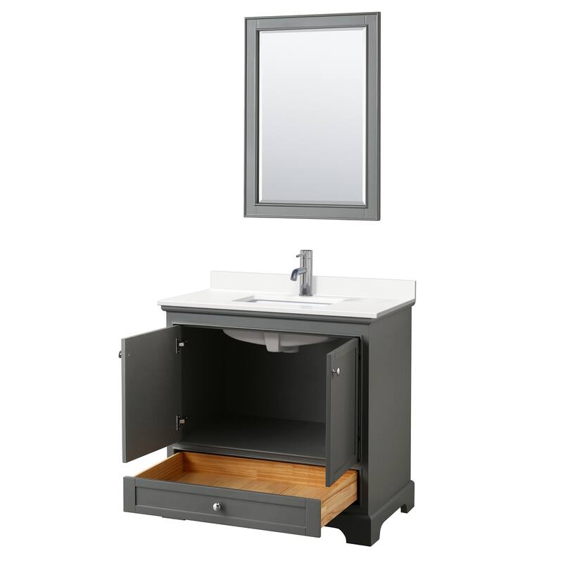 Deborah 36-inch Single Vanity, Quartz Top, 24-inch Mirror