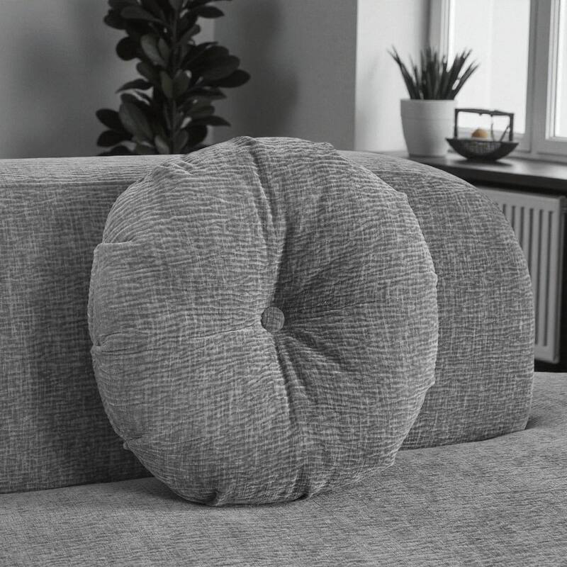 122" Extra Large Curved Sectional Sofa Soft Upholstery with 3 Round Cushions High-Resilience Foam Modern Living Room Couch