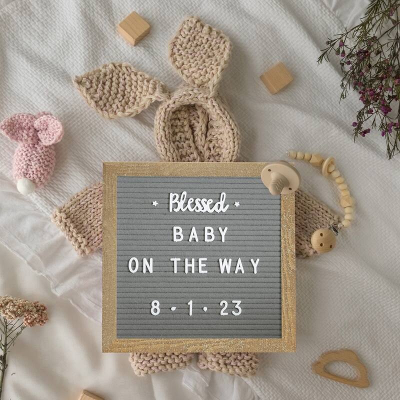 Wood Frame Letter Board with 389 PP Letters and Canvas Carry Bag - 10" x 10" - Weathered/Gray