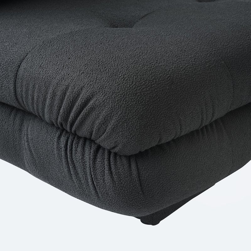 109'' Teddy Velvet Fabric Sectional Sofa L-Shaped Couch with Ottoman