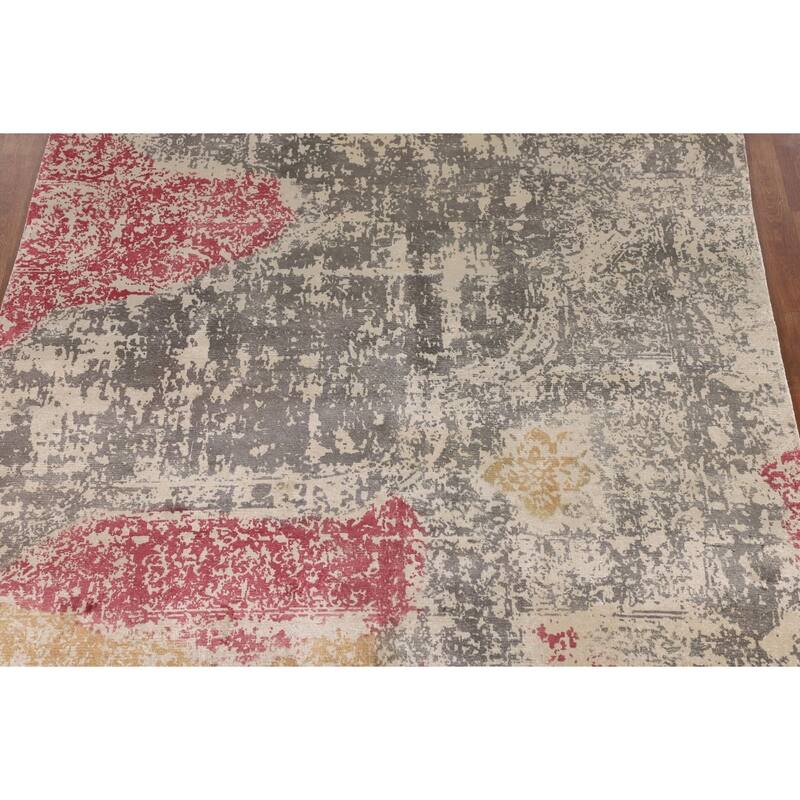 All-Over Abstract Oriental Area Rug Hand-Knotted Wool Carpet - 6'5" X 9'4"