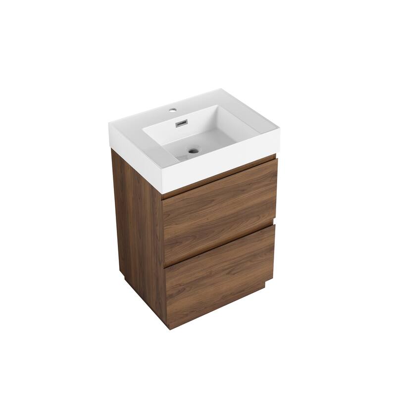 24 in. W x 18 in. D x 35 in. H Single Sink Freestanding Bath Vanity with White Resin Top