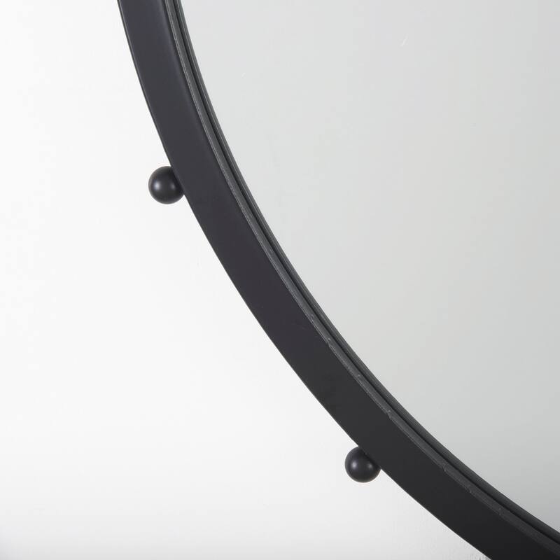 Elena Metal Beaded Frame Round Mirror