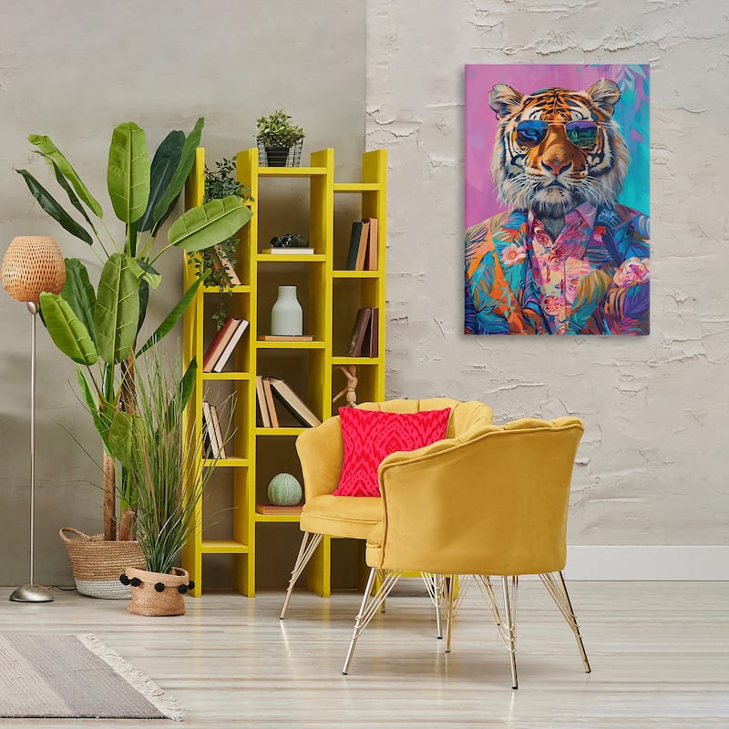 Stupell Bright Tropical Fashion Tiger Canvas Wall Art Design By LSR Design Studio