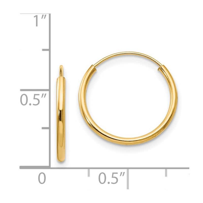 Curata 14k Yellow Gold Polished Endless Hoop Earrings 15x2mm