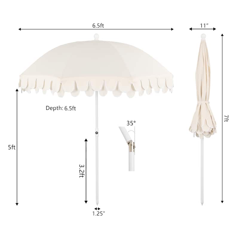 Horizon 6.5ft. Beach Umbrella with Tilt, Wind Vent, UV Protection, and Carry Bag