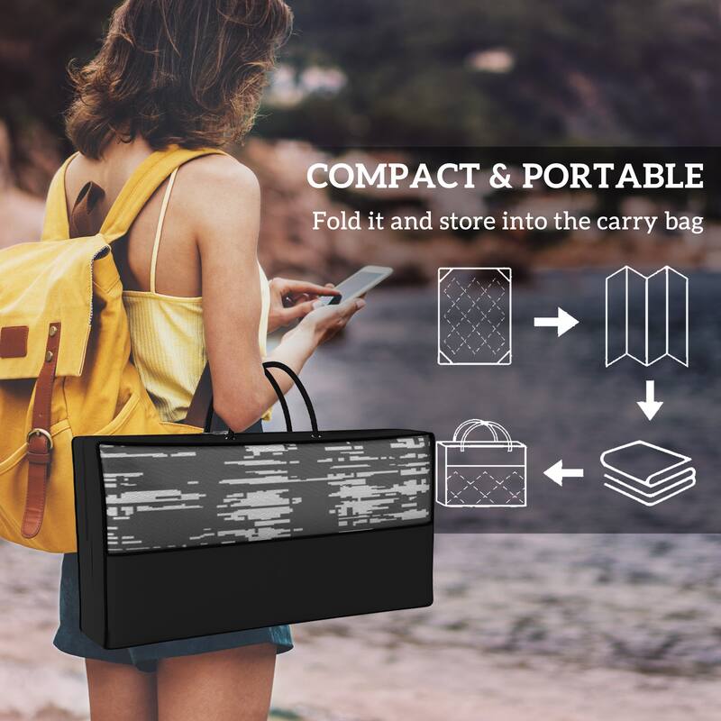 Outsunny Reversible Outdoor Rug Carpet with LED Lights, 12' x 9' PP Straw Rug, Portable RV Floor Mat - 9' x 12'