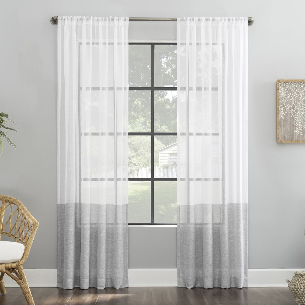 Clean Window Color Block Accent Anti-Dust Sheer Curtain Panel, Single Panel