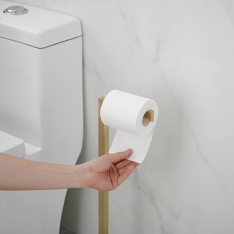 Freestanding Toilet Paper Holder with Natural Marble Base