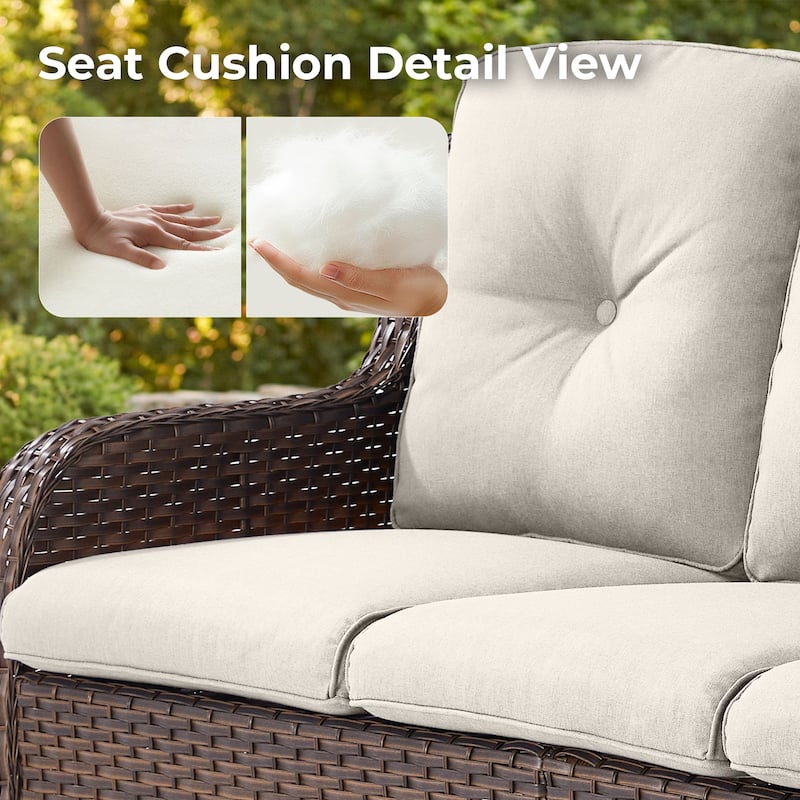 Pocassy Outdoor Patio Wciker Sofa Furniture Set of Chair Table.