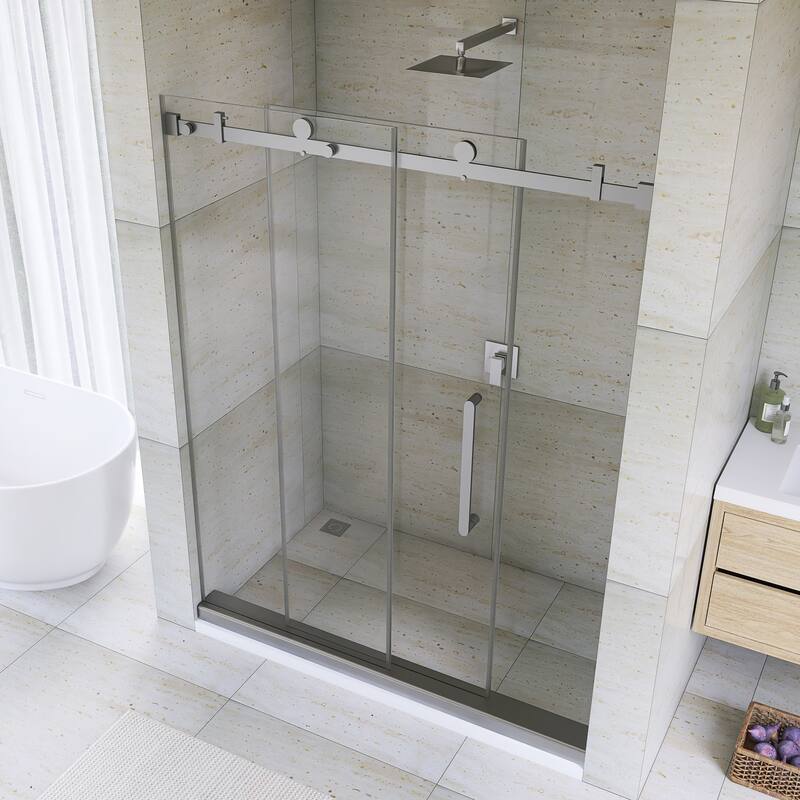 60" x 76" Sliding Frameless Shower Door - 60'' x 0.38'' x 76''