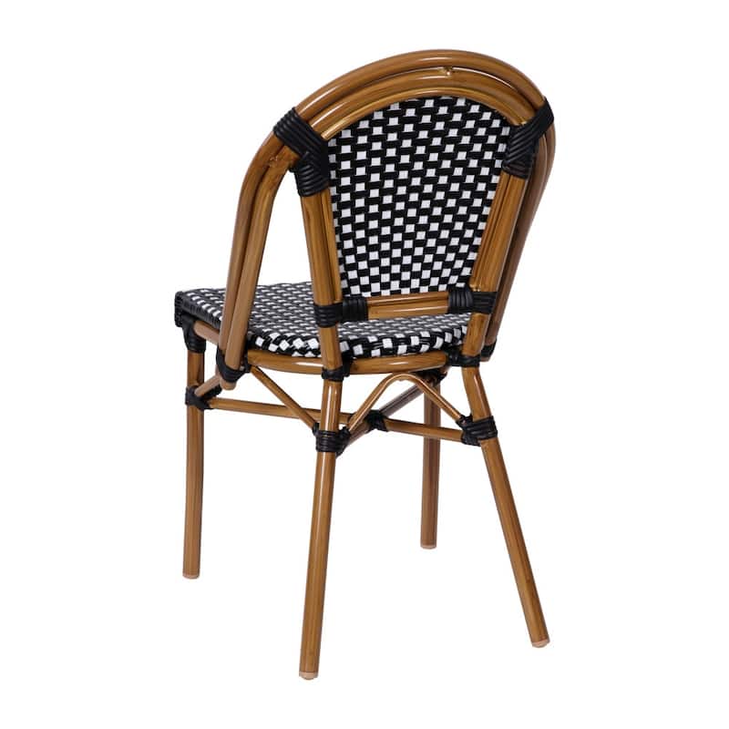 2 Pack All-Weather Commercial Paris Chairs with Bamboo Print Frame