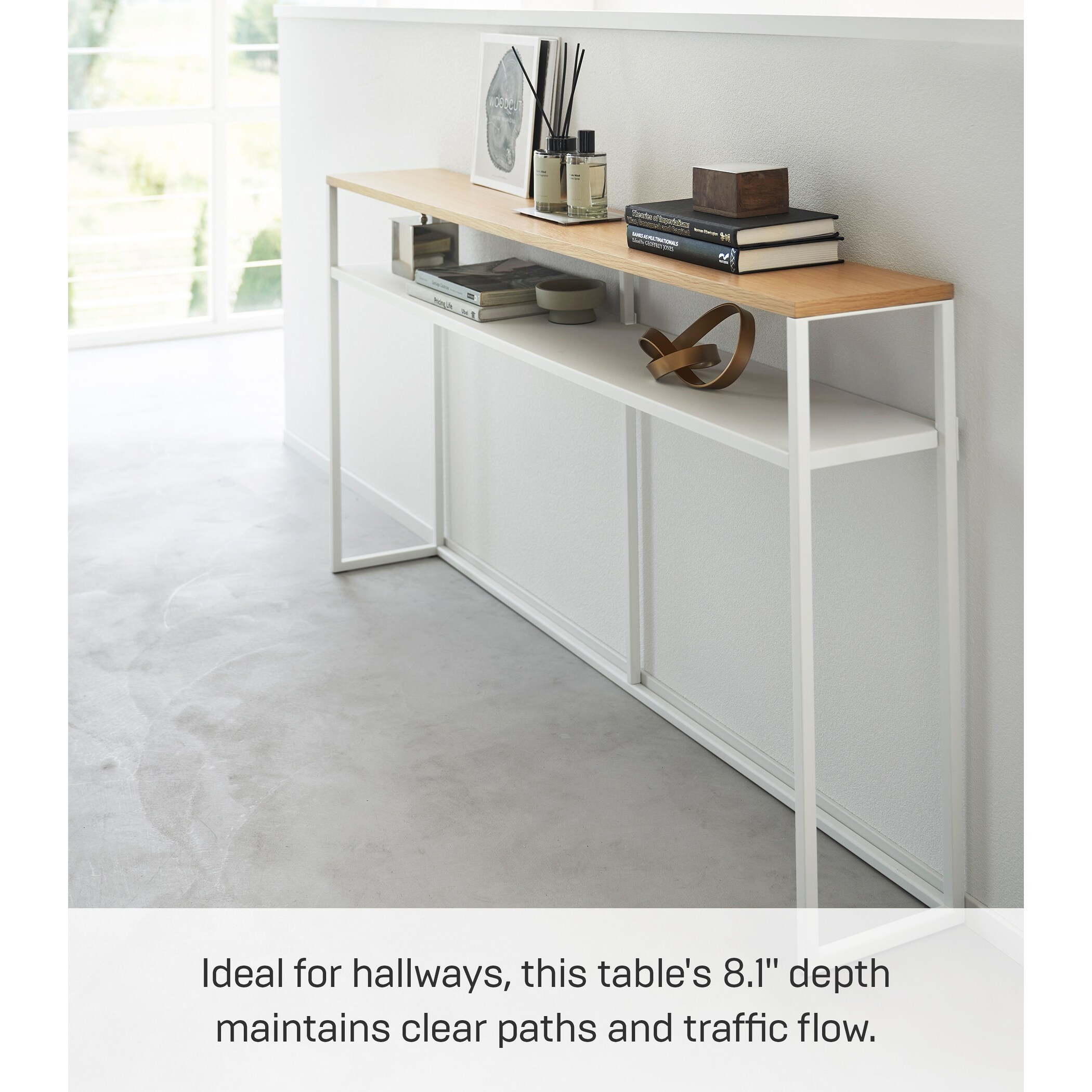 Yamazaki Home Long Console Table - Two Styles, Steel, Shelf, Holds