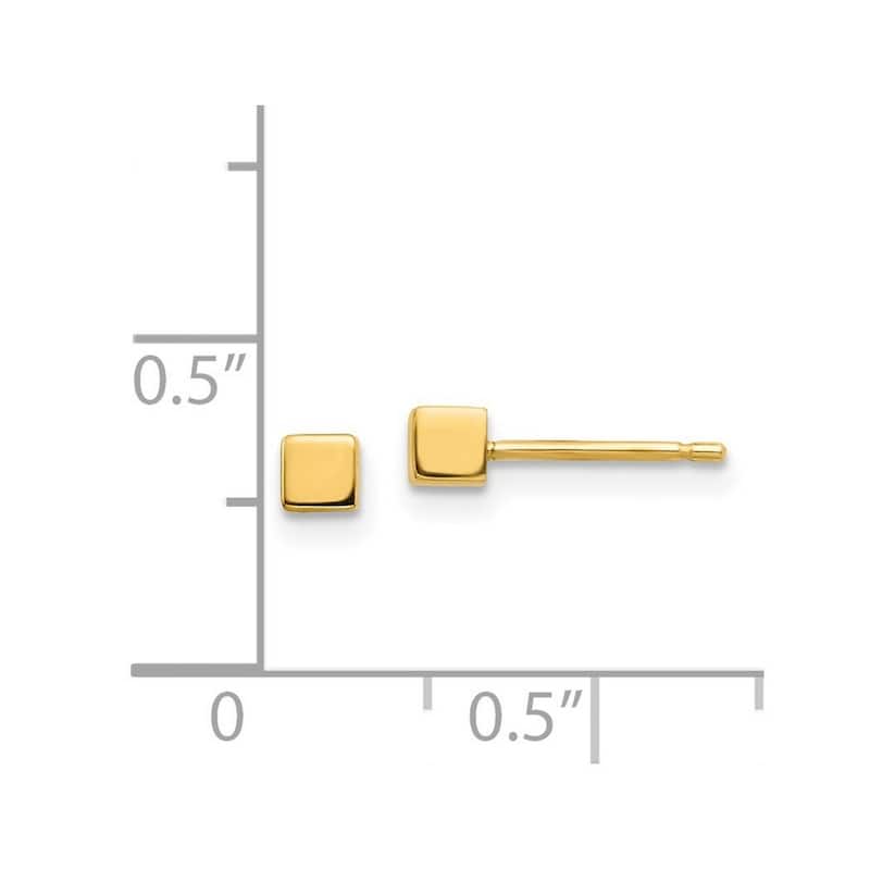 Curata 14k Yellow Gold 3.03mm Square Stud Earrings