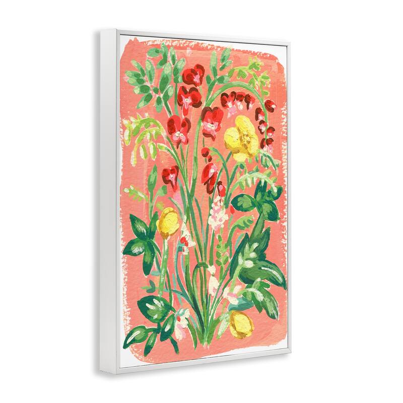 Stupell Peachy Flower Arrangement Framed Giclee Art Design By Hannah Moren