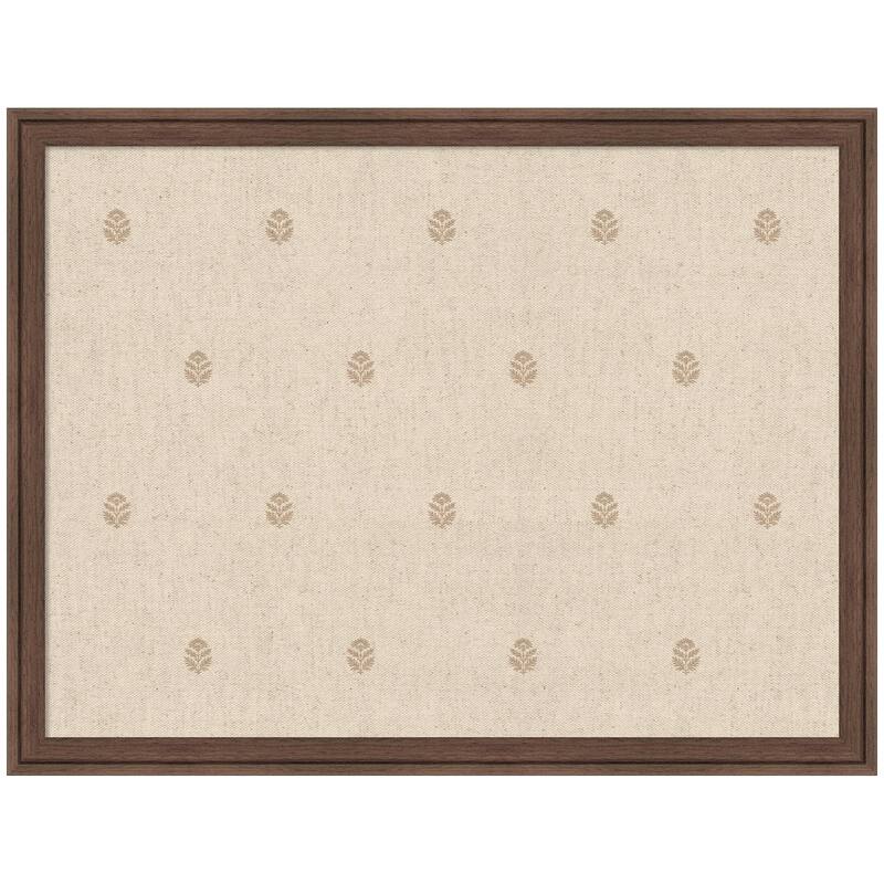 Kate and Laurel Pinboard Beige Botanical Block Print - 26x20 - Florence Medium Brown