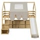 preview thumbnail 39 of 78, Full Size Loft Bed with Slide, Tent, and Storage Shelves - House Frame Kids Bed with Ladder and Car-Shaped Organizer