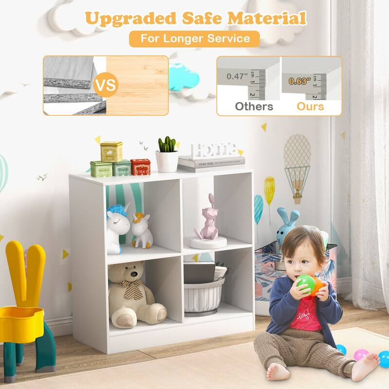 Children’s Toy Storage Organizer with 4 Open Cubes and Top Shelf for Bedroom or School Use - 29" x 13" x 29" (L x W x H)