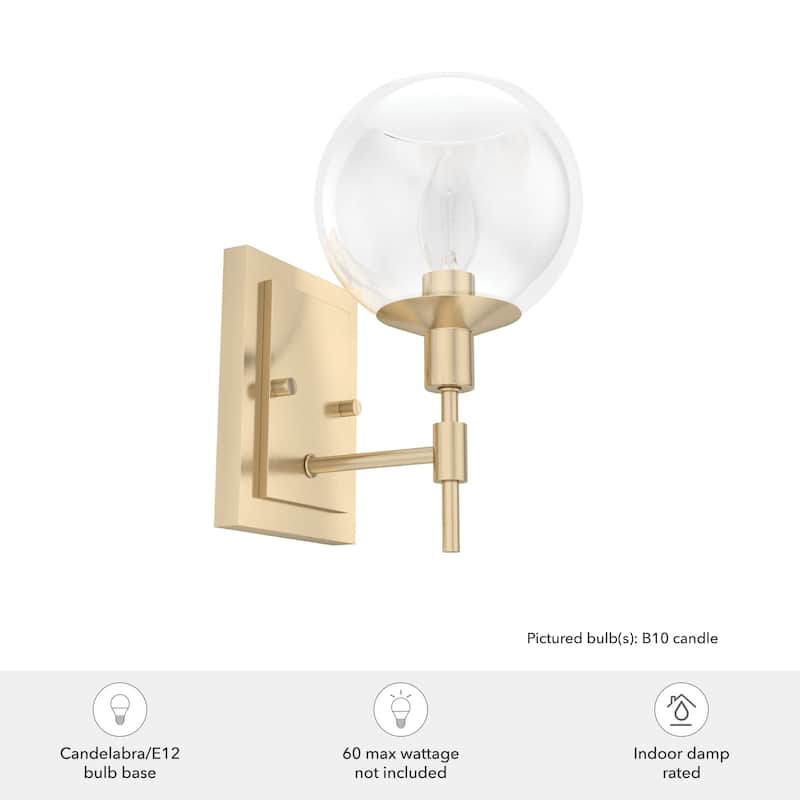 Hunter Xidane 1 Light Wall Sconce - Entry, Hallway, Bedroom, Bathroom - Contemporary, Mid-Century Modern, Glam - Damp Rated!
