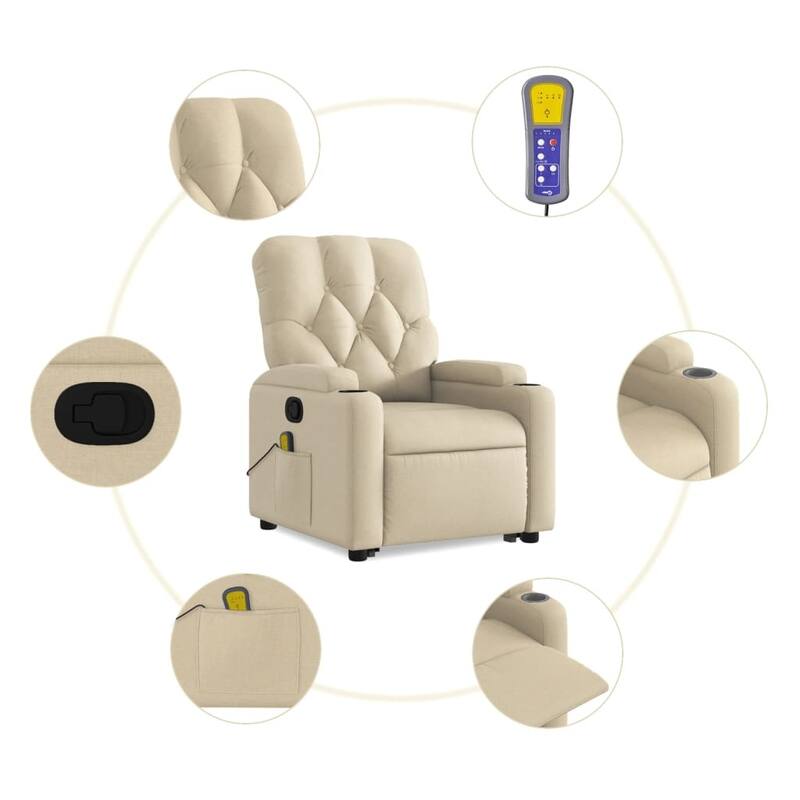 vidaXL Stand up Massage Recliner Chair Power Lift Wingback Armchair Fabric
