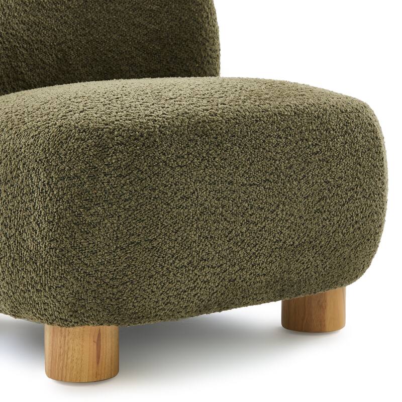 Christopher Knight Home - Modern Boucle Upholstered Accent Chair with Solid Rubberwood Legs