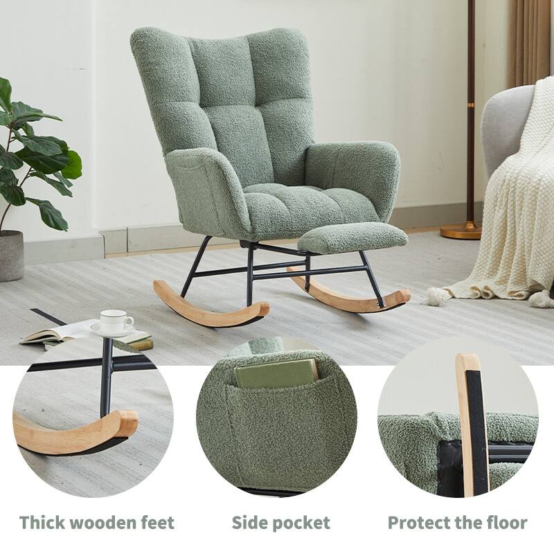 Modern Nursery Rocking Chair Upholstered Glider Chair with High Backrest
