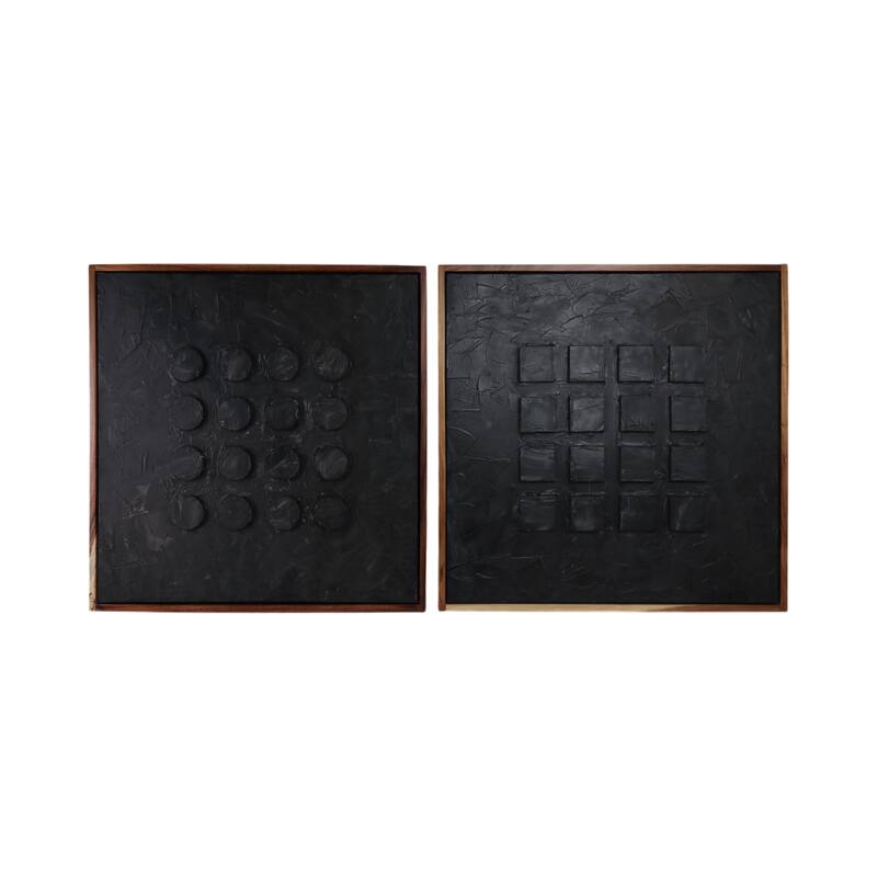 Wood Frame Canvas Wall Decor Acrylic Paste (Set of 2) - 47" Black
