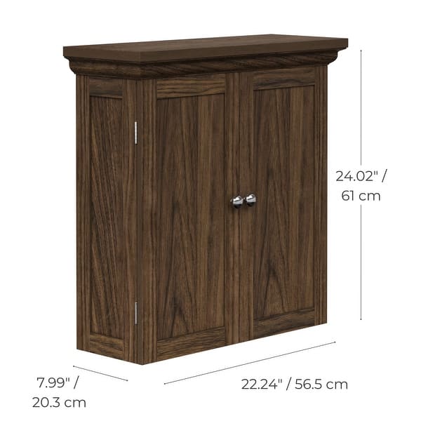 dimension image slide 2 of 3, Teamson Home Stratford Removable Wall Cabinet 2 Doors, Adjustable Shelves, Crown Molding, Beveled Inlays for Bathroom Storage