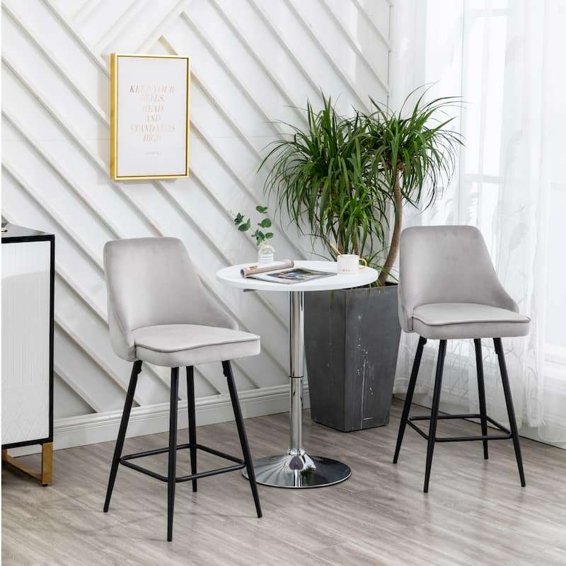 Zainab Premium Velvet Upholstered Contemporary Dining Bar Stools (Set of 2 )