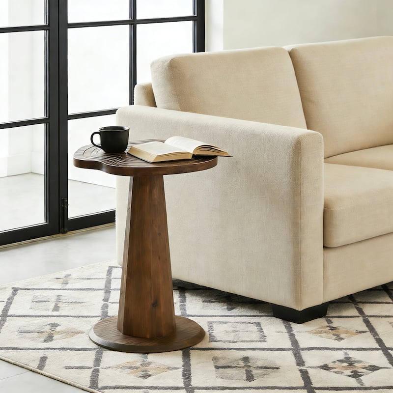 19.69" Solid Wood Stump Side Table, Rustic Nightstand