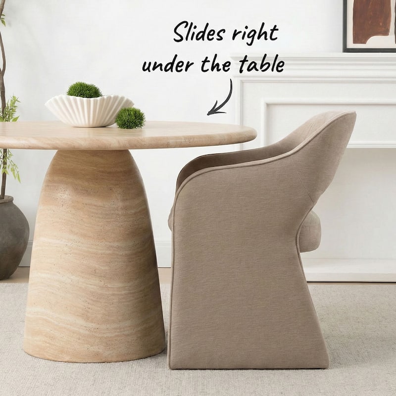 Chenille Upholstered Dining Armchair (Set of 2)