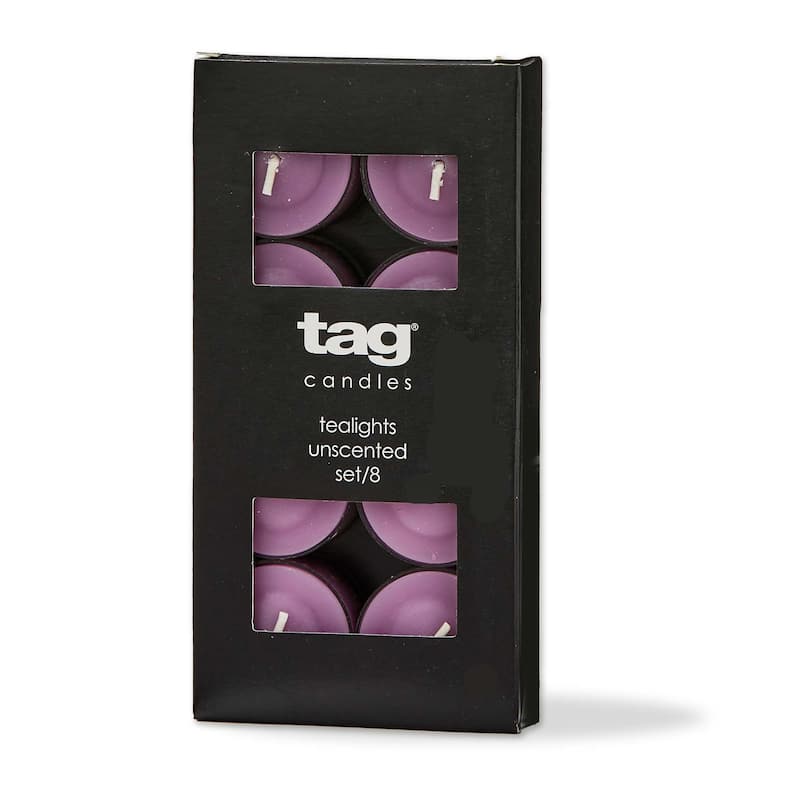 Color Studio Tealight Candles Set of 8 Lilac Smokeless Paraffin Wax Burn Time 3 Hrs