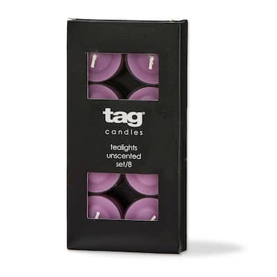 Color Studio Tealight Candles Set of 8 Lilac Smokeless Paraffin Wax Burn Time 3 Hrs