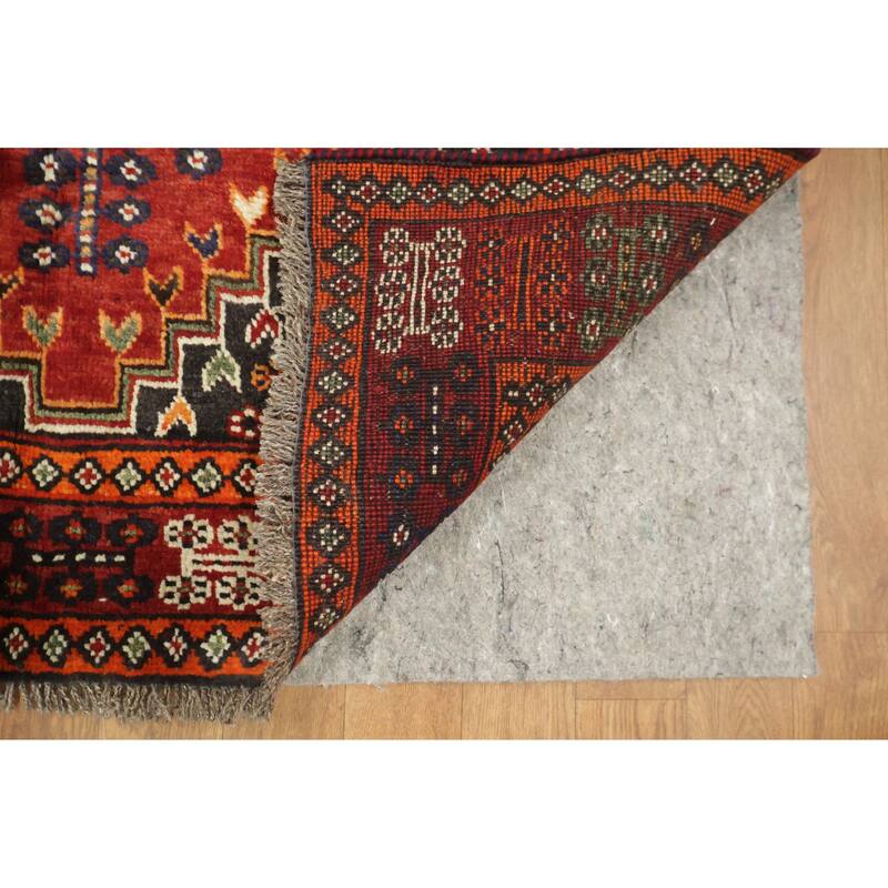 Hand Knotted Oriental 100% Wool Carpet Traditional Tribal Red Shiraz Area Rug - 6' 8'' X 3' 8''