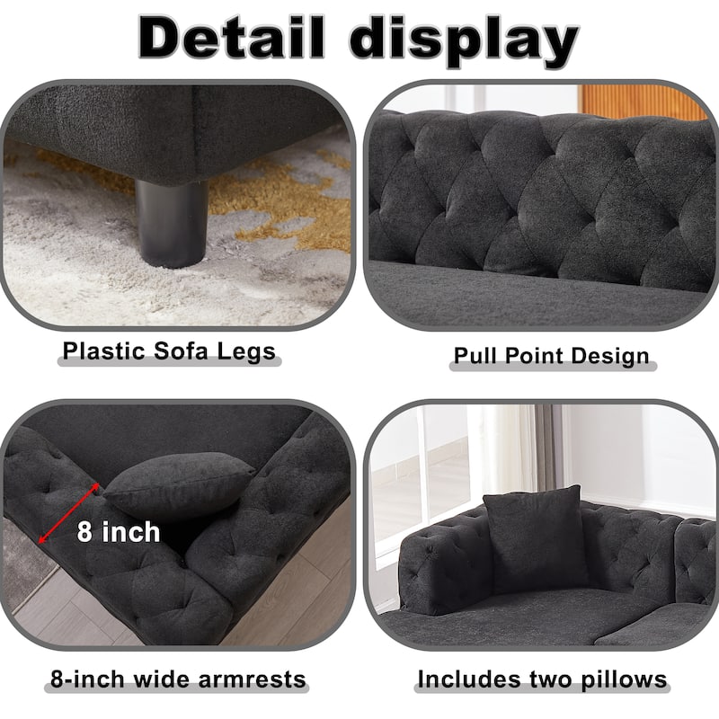 126" Chenille U-Shaped Sectional Sofa with Dual Chaise Lounges and 2 Pillows