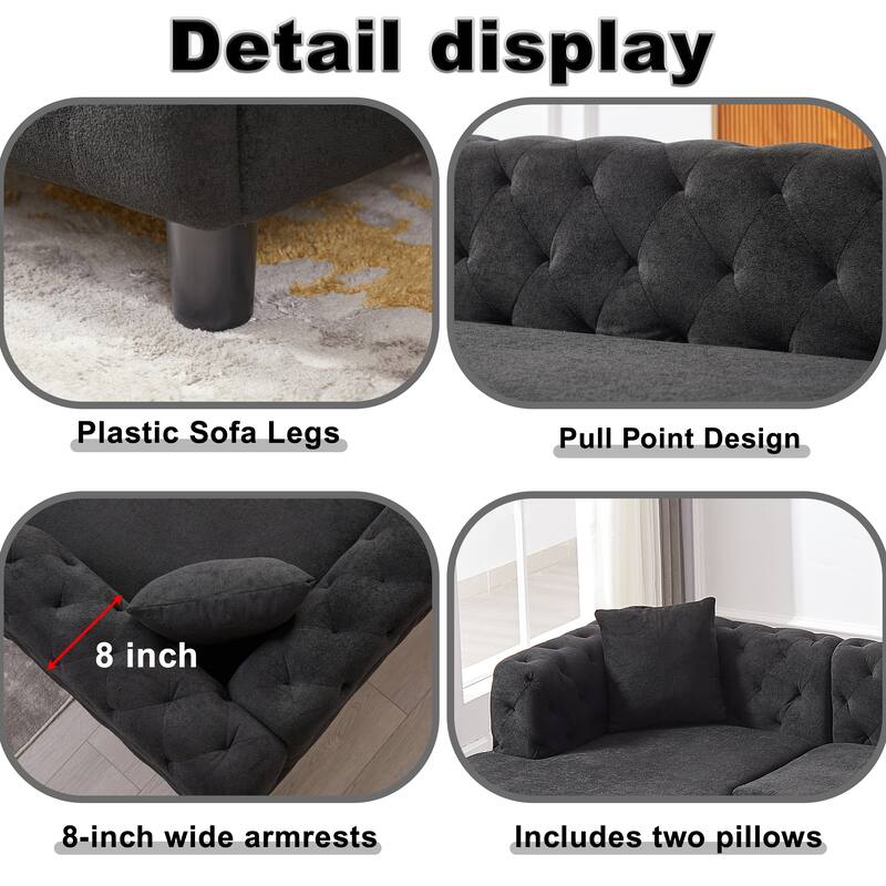 U-Shaped Chenille Sofa with Two Chaise Longue Seats and Pillows.