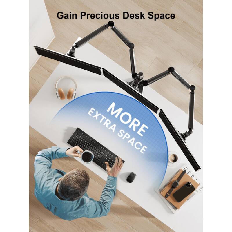 ErgoAV Gas Spring Desk Mount for Triple Monitors 13" to 32"