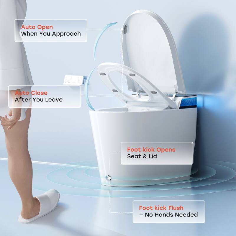 HOROW ADA Height Elongated Smart Bidet Toilet in White with Water Tank Pump Auto Open Close Deodorization and 1000g Flush - N/A
