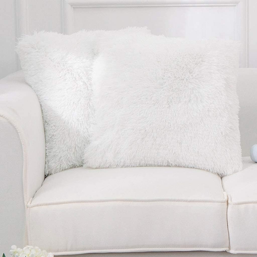 Cheer Collection Faux Fur Throw Pillows - Set of 2 Decorative Couch Pillows  - 24 x 24 - Cheer Collection