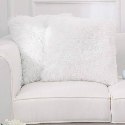 Cheer Collection Shaggy Long Hair Throw Pillows (Set of 2)