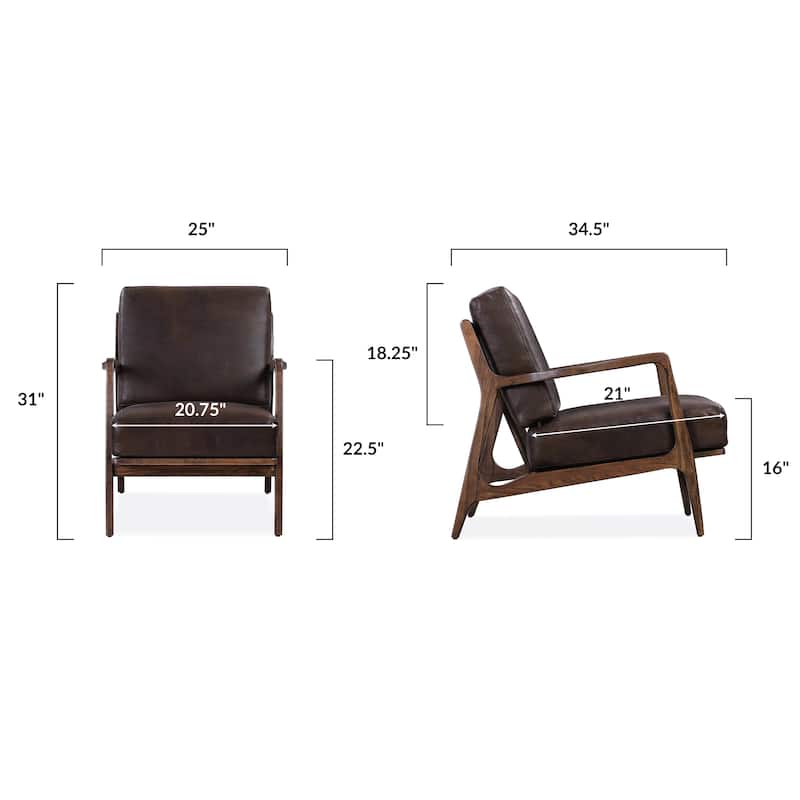 Poly & Bark Verity Leather Lounge Chair - Full Grain Genuine Italian Leather